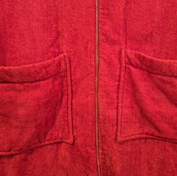 Vintage Gertrude Davenport New York Small Red Terry Cloth Robe Dress w/Pockets - Picture 15 of 16
